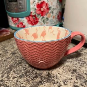 Pfaltzgraff Pink FLAMINGO Chevron Pattern Coffee/Tea Cup Mug Wide Mouth